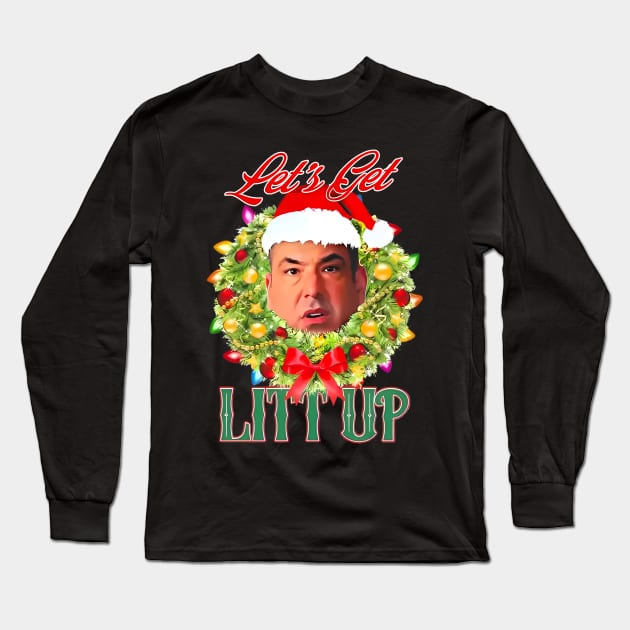 Let's Get Litt Up Funny Louis Litt up Ugly Christmas Sweater Long Sleeve T-Shirt by TrikoGifts